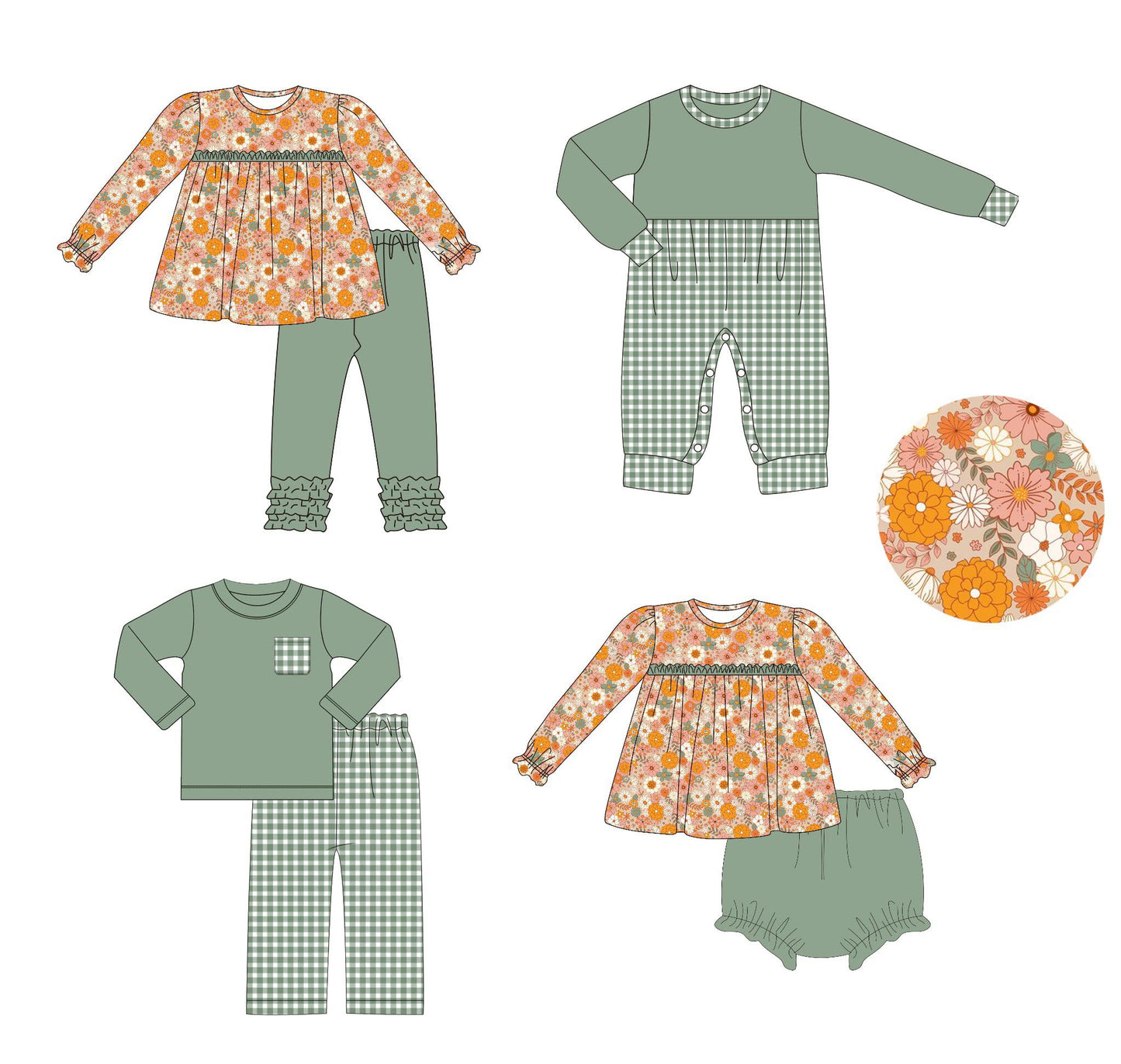 PO212-SAGE GINGHAM AND FLORAL COLLECTION