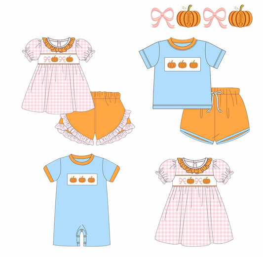 Po210-EMBROIDERED PUMPKIN AND BOW COLLECTION