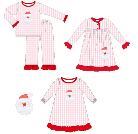 Po211-PINK GINGHAM SANTA COLLECTION
