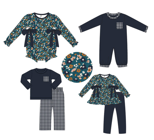 PO212-NAVY GINGHAM AND FLORAL COLLECTION