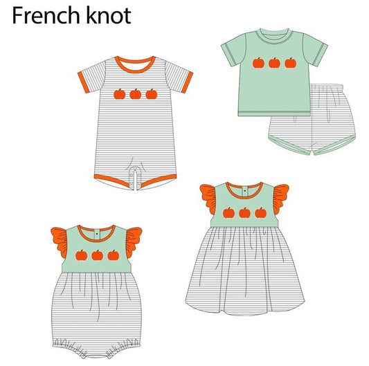 PO212-SAGE FRENCH KNOT PUMPKINS